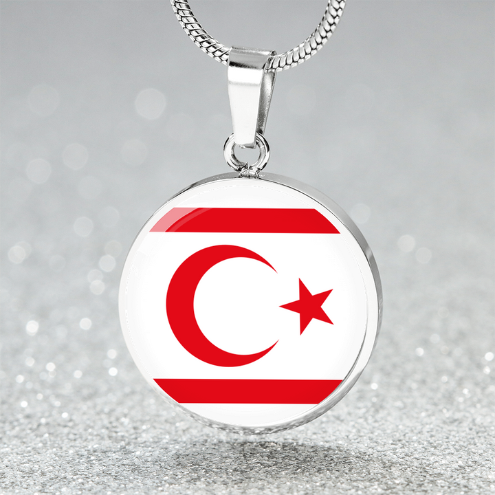 Turkish Republic of Northern Cyprus Flag Pendant Necklace