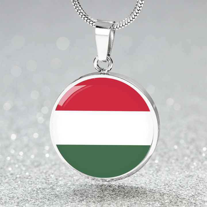 Hungary Flag Pendant Necklace