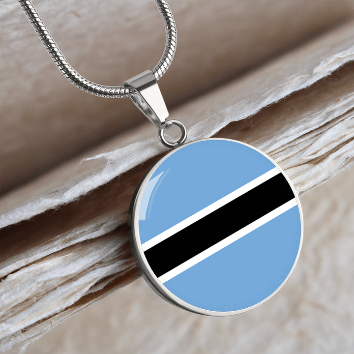 Botswana Flag Pendant Necklace