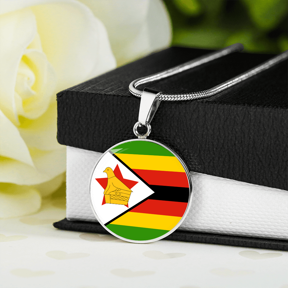 Zimbabwe Flag Pendant Necklace