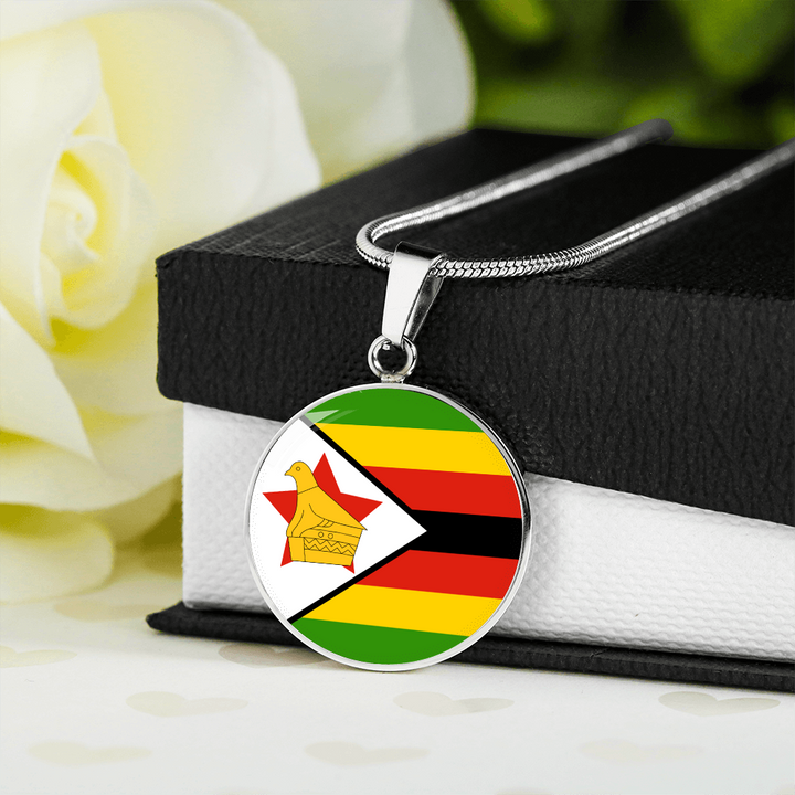 Zimbabwe Flag Pendant Necklace