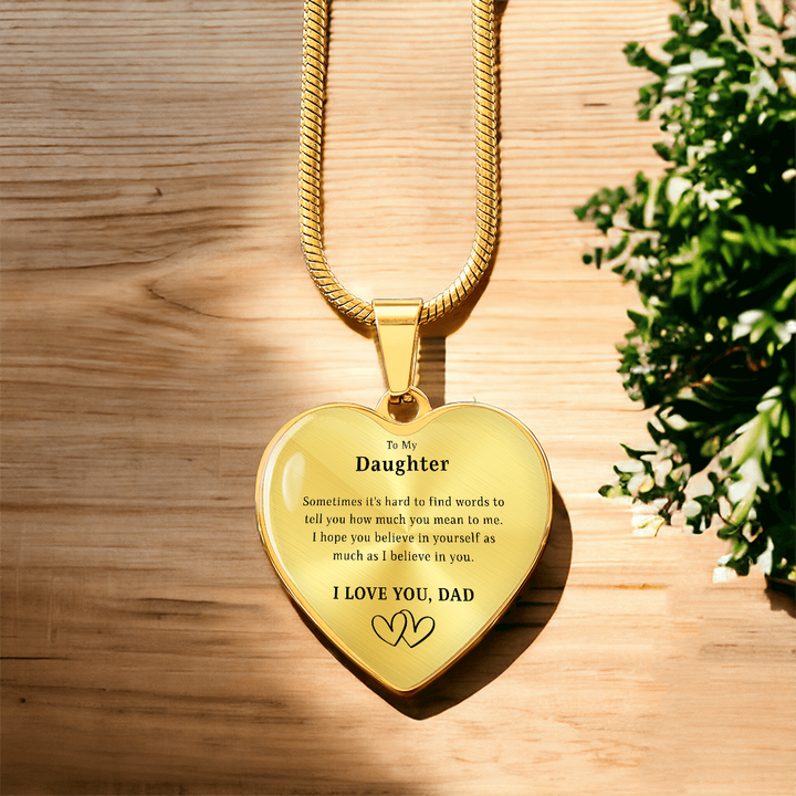 To My Daughter - I Love You, Dad - Heart Necklace