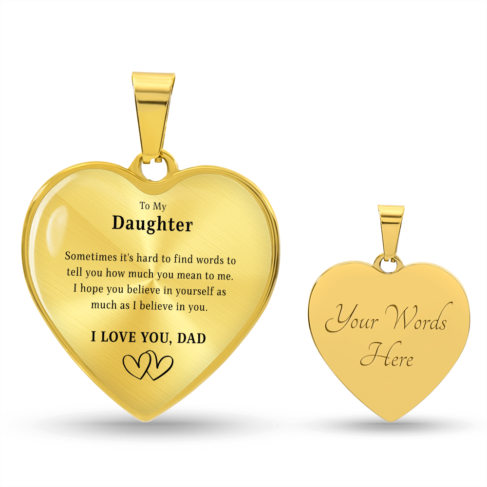 To My Daughter - I Love You, Dad - Heart Necklace