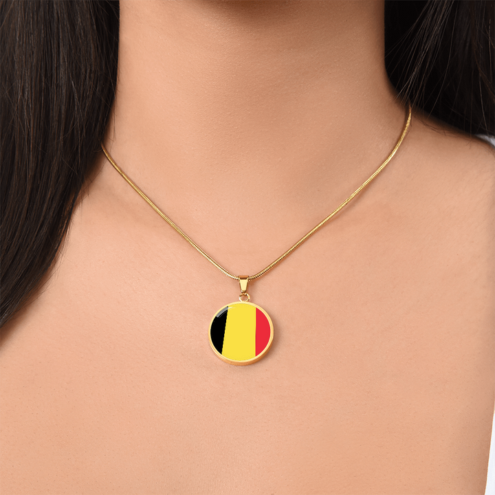 Belgium Flag Pendant Necklace