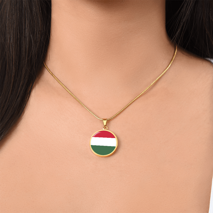 Hungary Flag Pendant Necklace