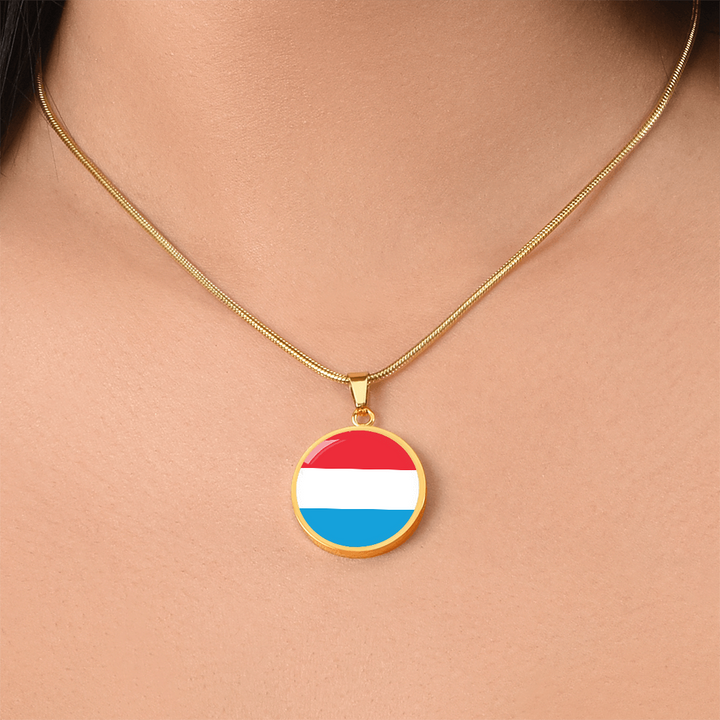 Luxembourg Flag Pendant Necklace