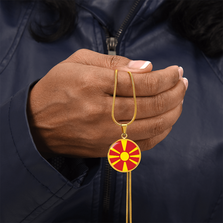 Macedonia Flag Pendant Necklace