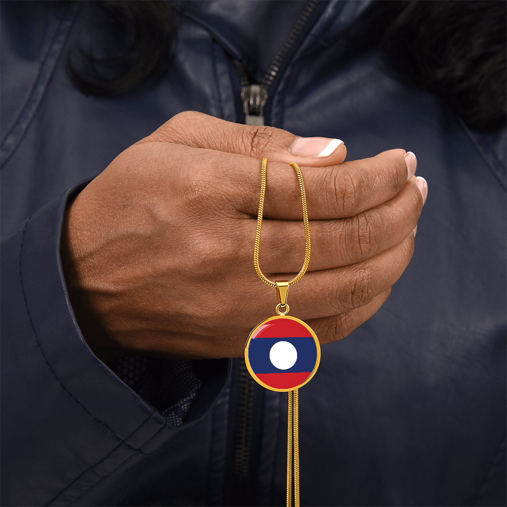 Laos Flag Pendant Necklace