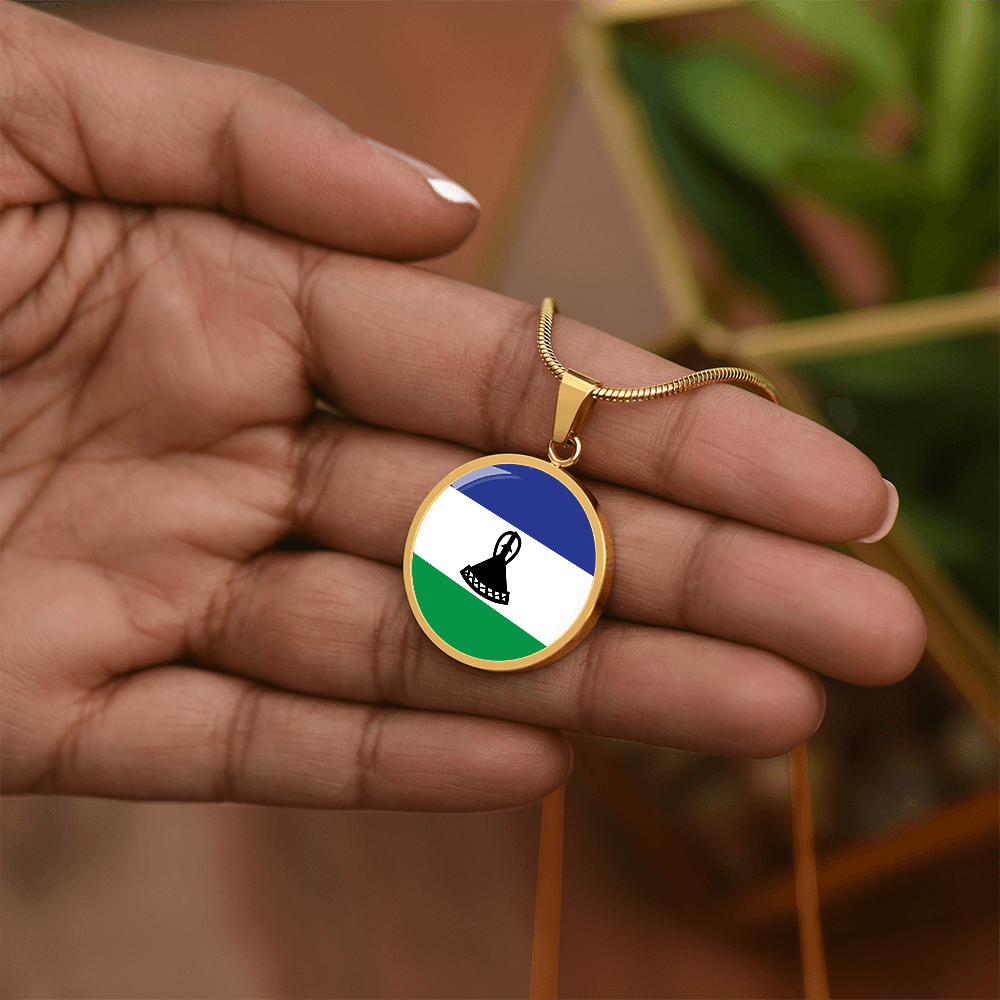 Lesotho Flag Pendant Necklace