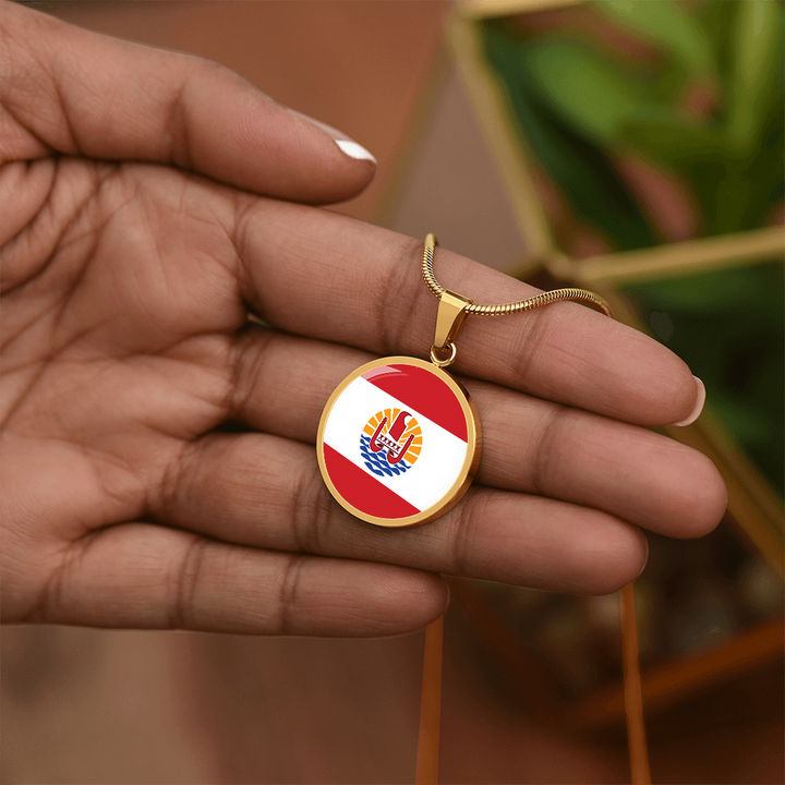 French Polynesia Flag Pendant Necklace