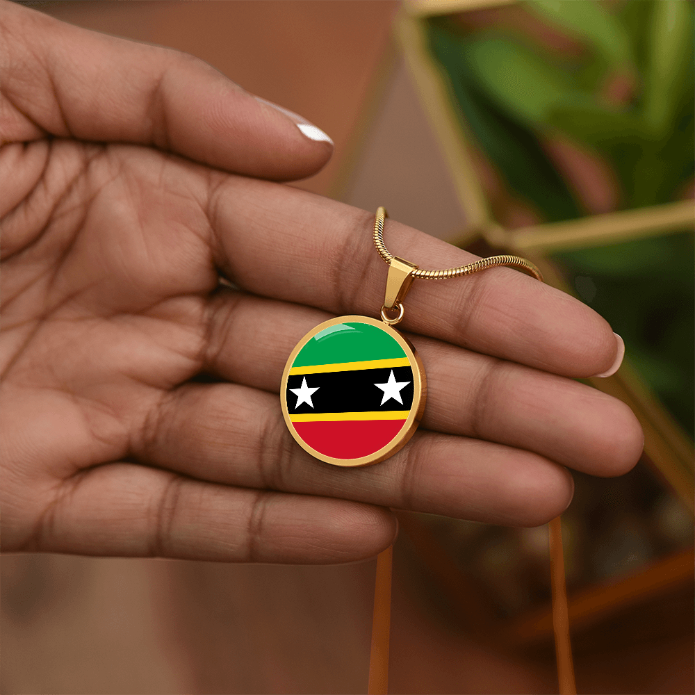 Saint Kitts Flag Pendant Necklace