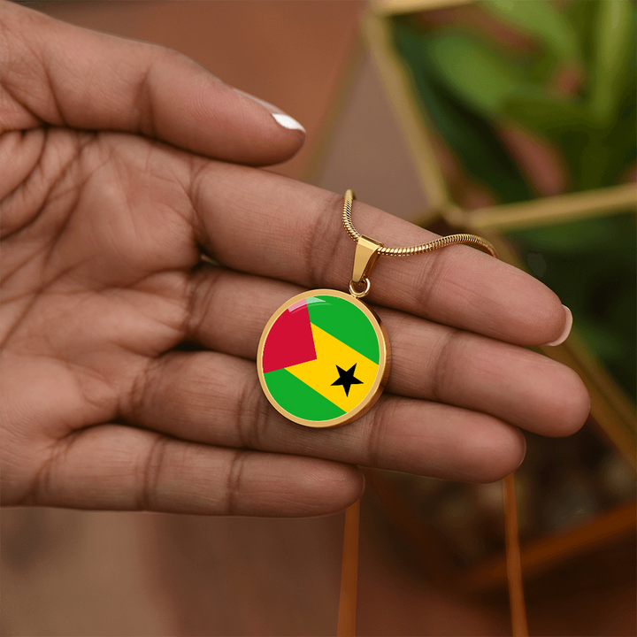 São Tomé and Príncipe Flag Pendant Necklace