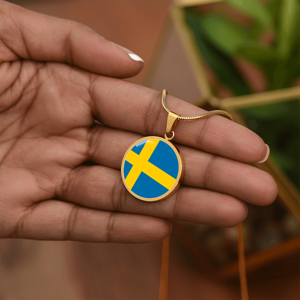Sweden Flag Pendant Necklace