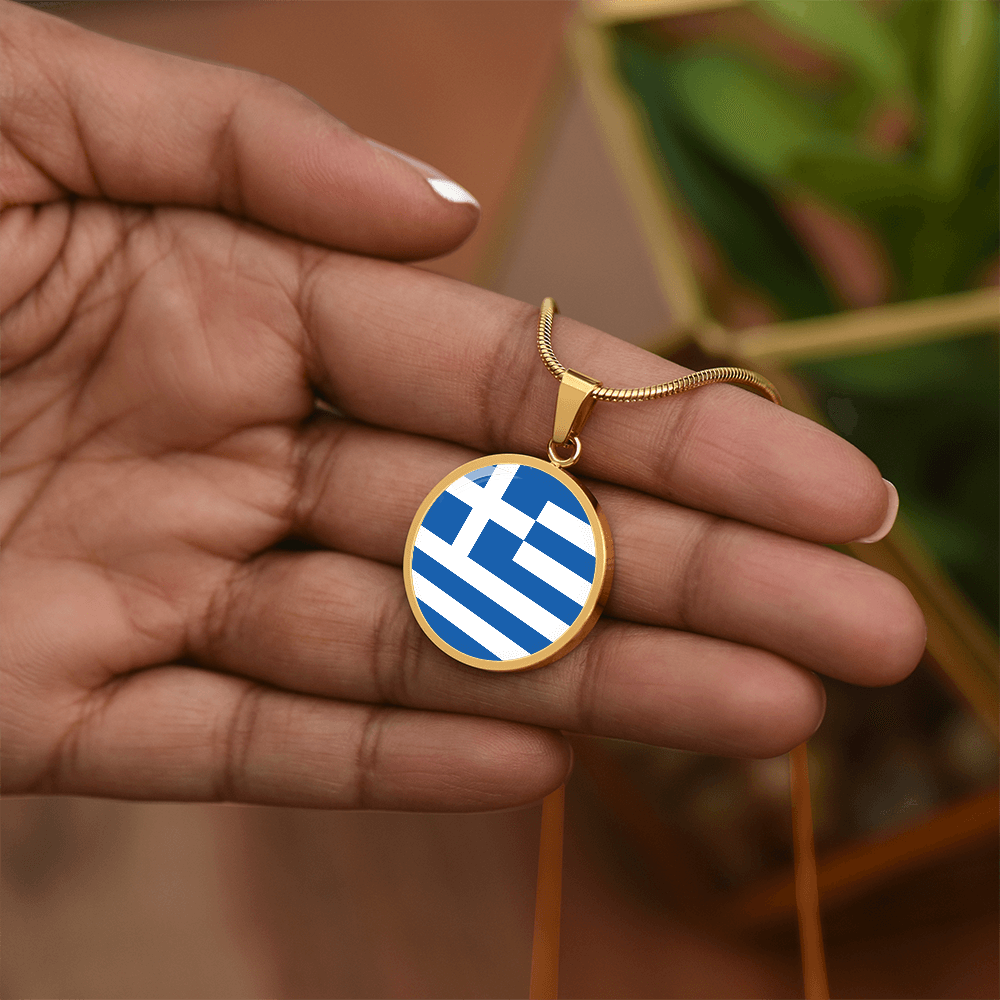 Greece Flag Pendant Necklace