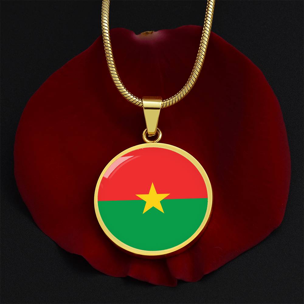 Burkina Faso Flag Pendant Necklace