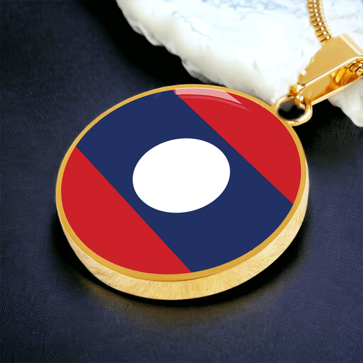 Laos Flag Pendant Necklace