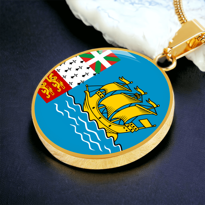 Saint-Pierre and Miquelon Flag Pendant Necklace