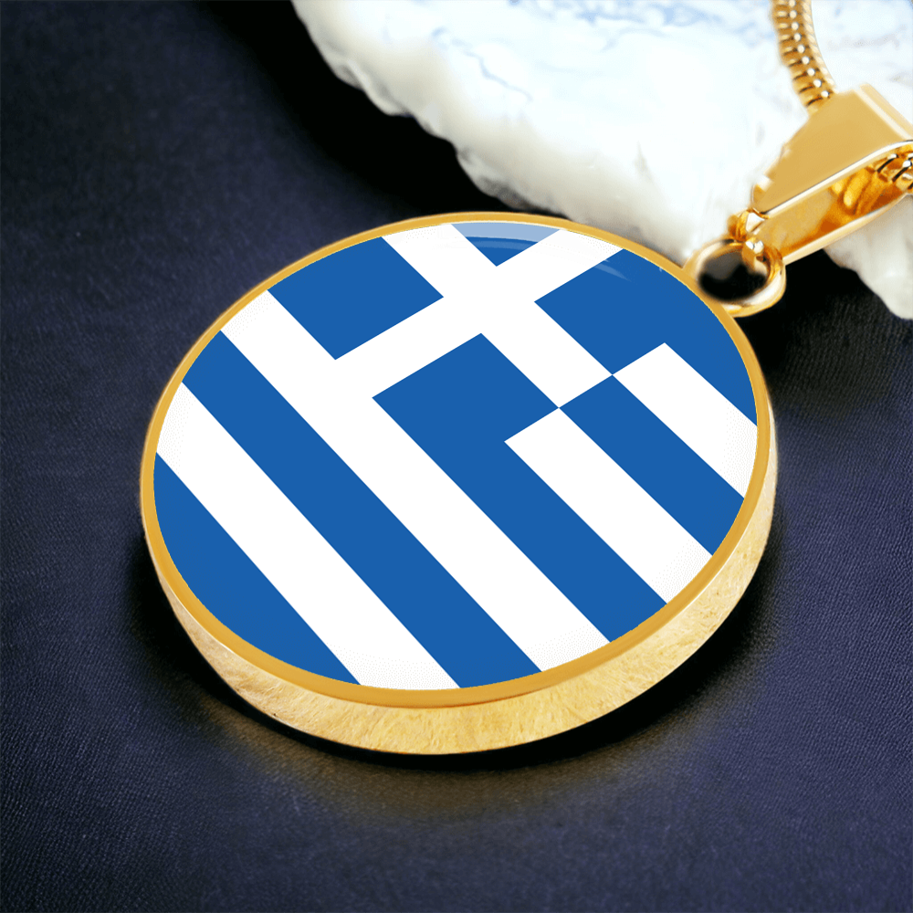 Greece Flag Pendant Necklace
