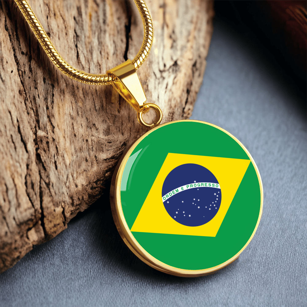 Brazil Flag Pendant Necklace
