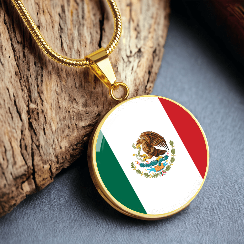 Mexico Flag Pendant Necklace