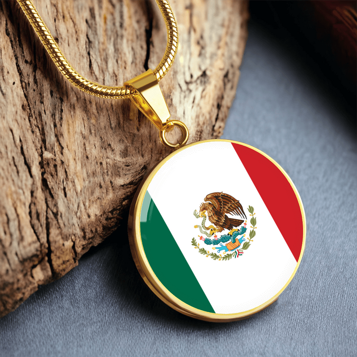 Mexico Flag Pendant Necklace
