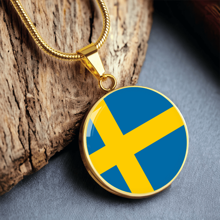 Sweden Flag Pendant Necklace