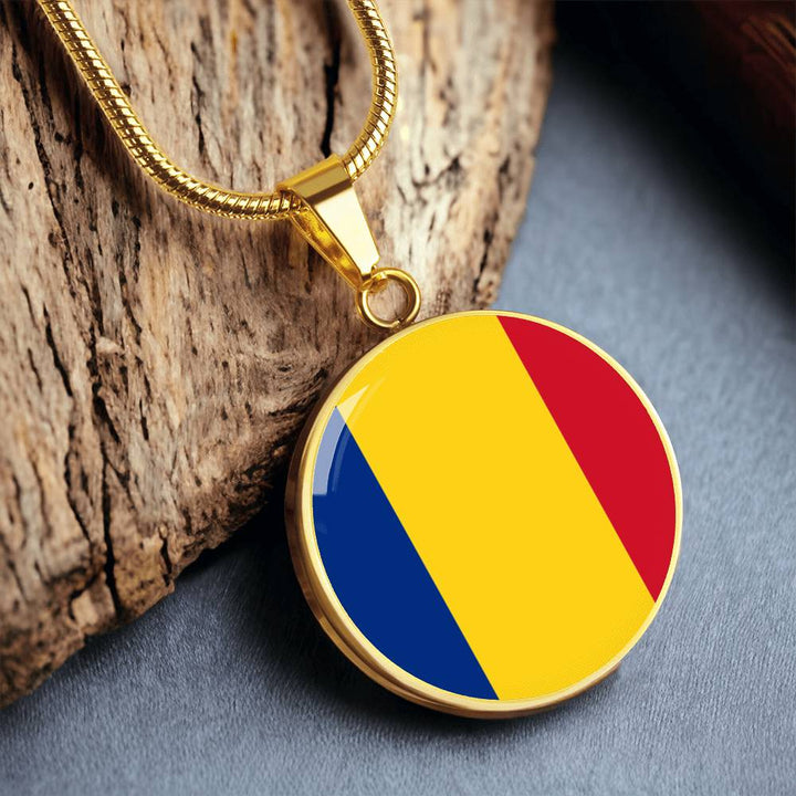 Romania Flag Pendant Necklace