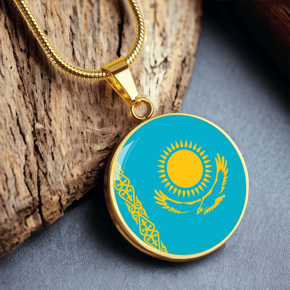 Kazakhstan Flag Pendant Necklace