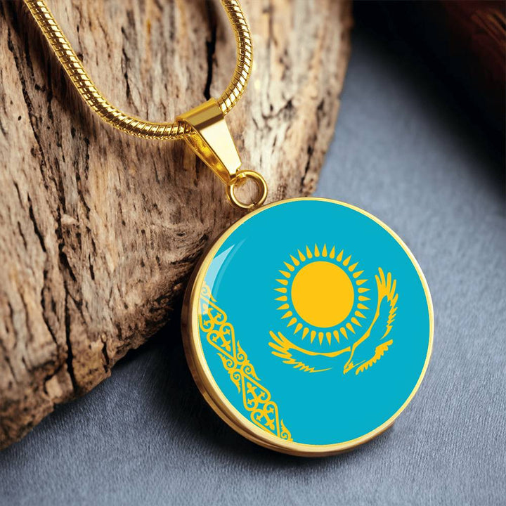 Kazakhstan Flag Pendant Necklace