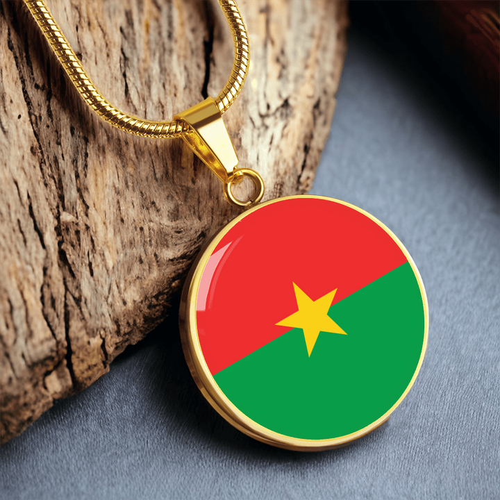 Burkina Faso Flag Pendant Necklace