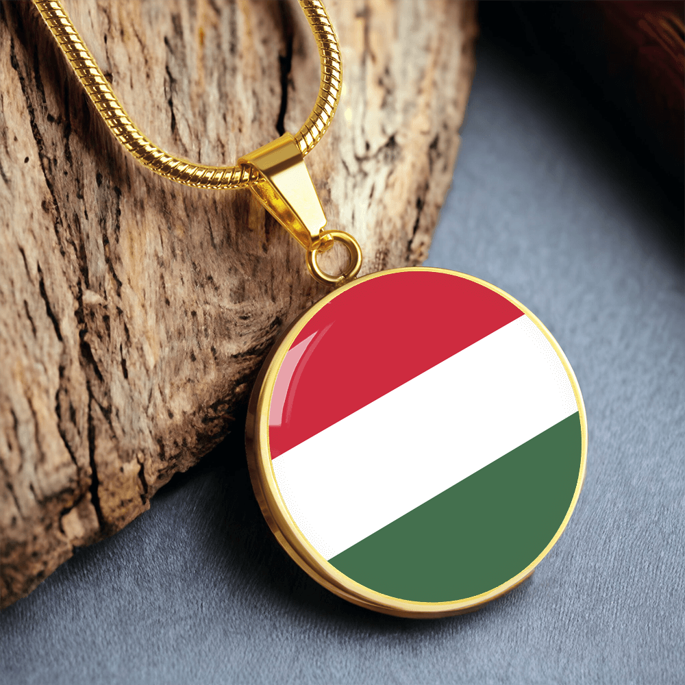 Hungary Flag Pendant Necklace