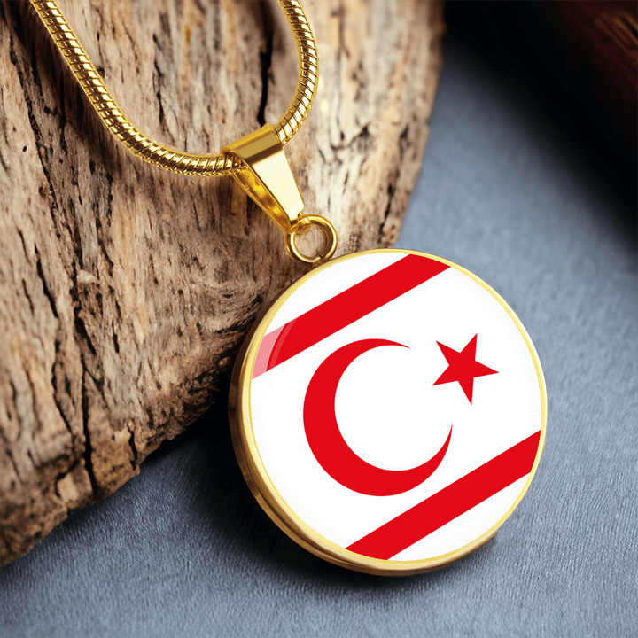 Turkish Republic of Northern Cyprus Flag Pendant Necklace