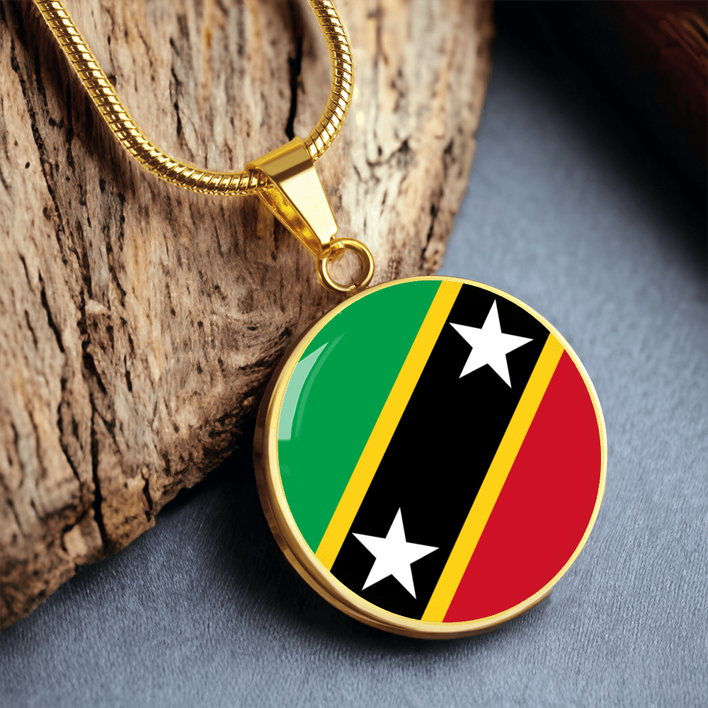 Saint Kitts Flag Pendant Necklace