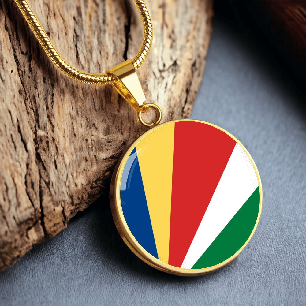 Seychelles Flag Pendant Necklace