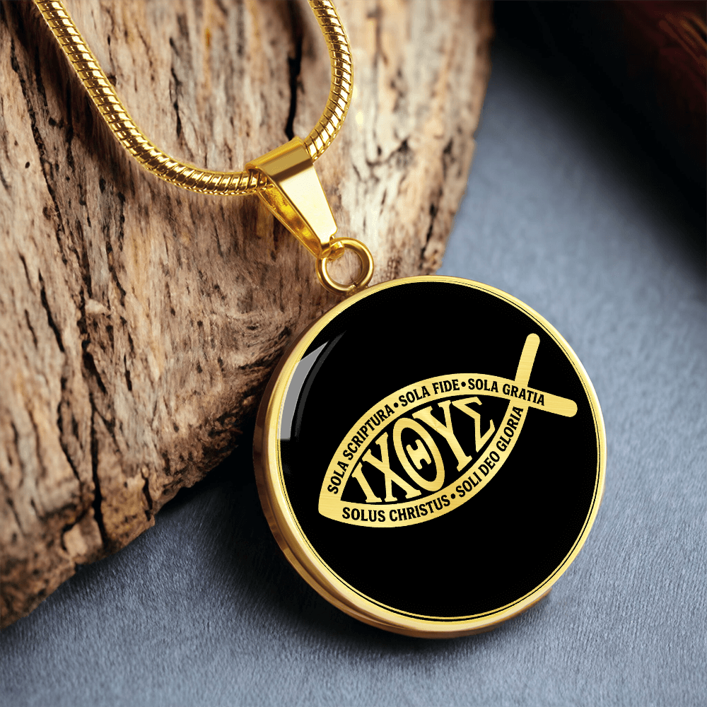 Ichthus Fish 5 Solas Necklace