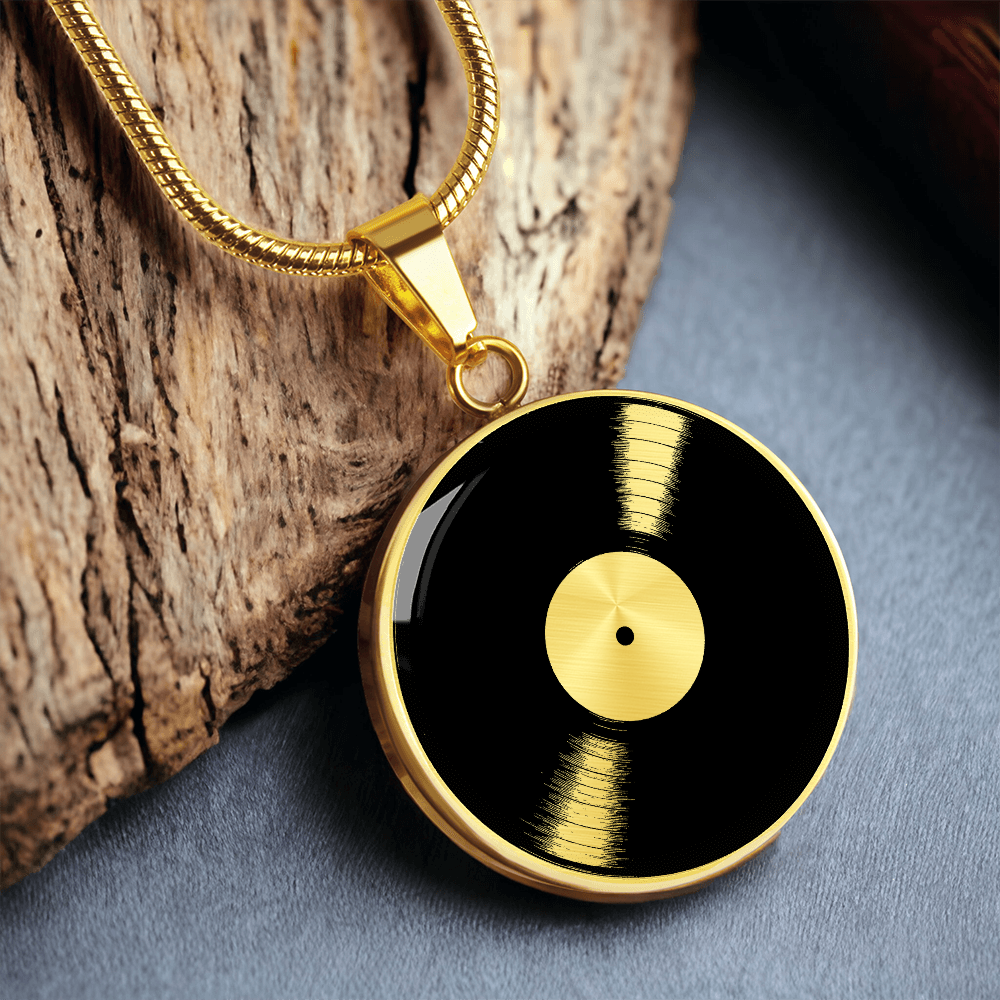 Golden Vinyl Record Necklace