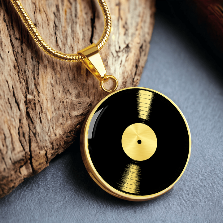 Golden Vinyl Record Necklace
