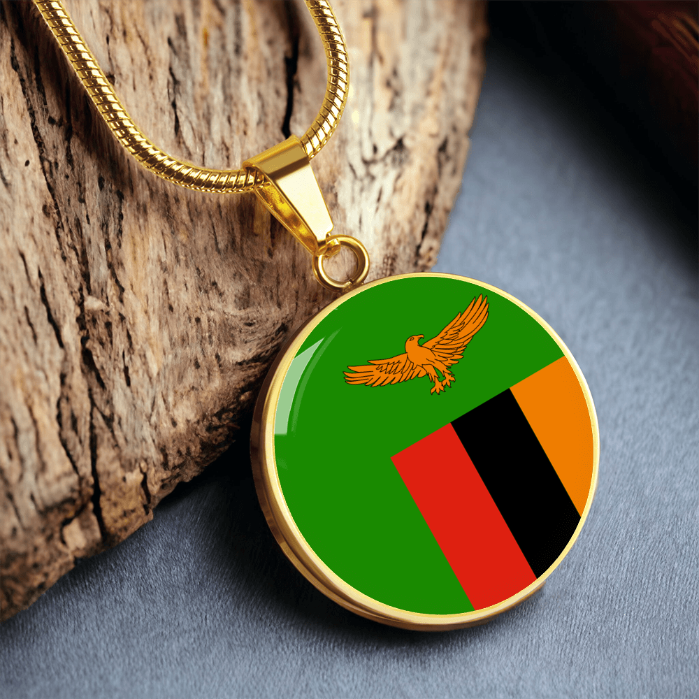 Zambia Flag Pendant Necklace