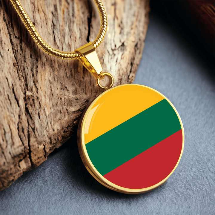 Lithuania Flag Pendant Necklace