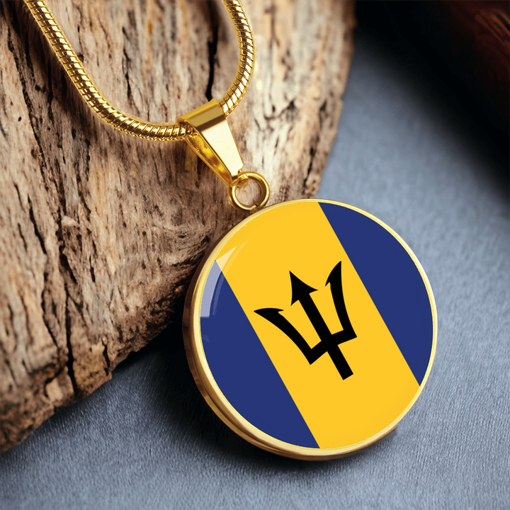 Barbados Flag Pendant Necklace