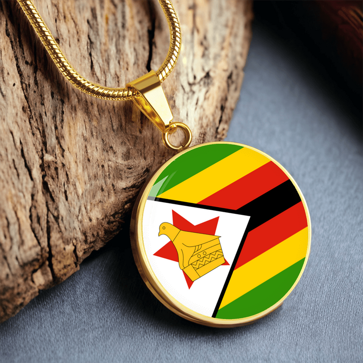 Zimbabwe Flag Pendant Necklace