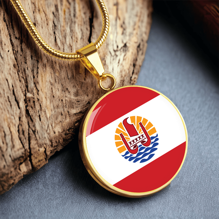 French Polynesia Flag Pendant Necklace