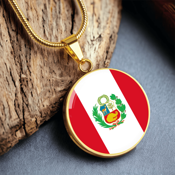 Peru Flag Pendant Necklace