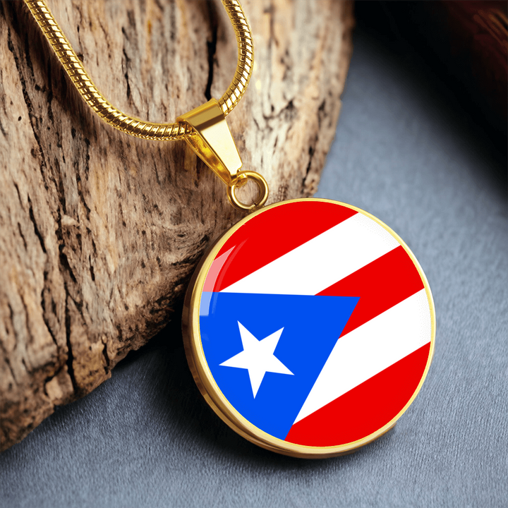 Puerto Rico Flag Pendant Necklace