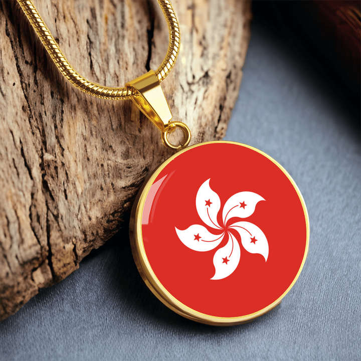 Hong Kong Flag Pendant Necklace