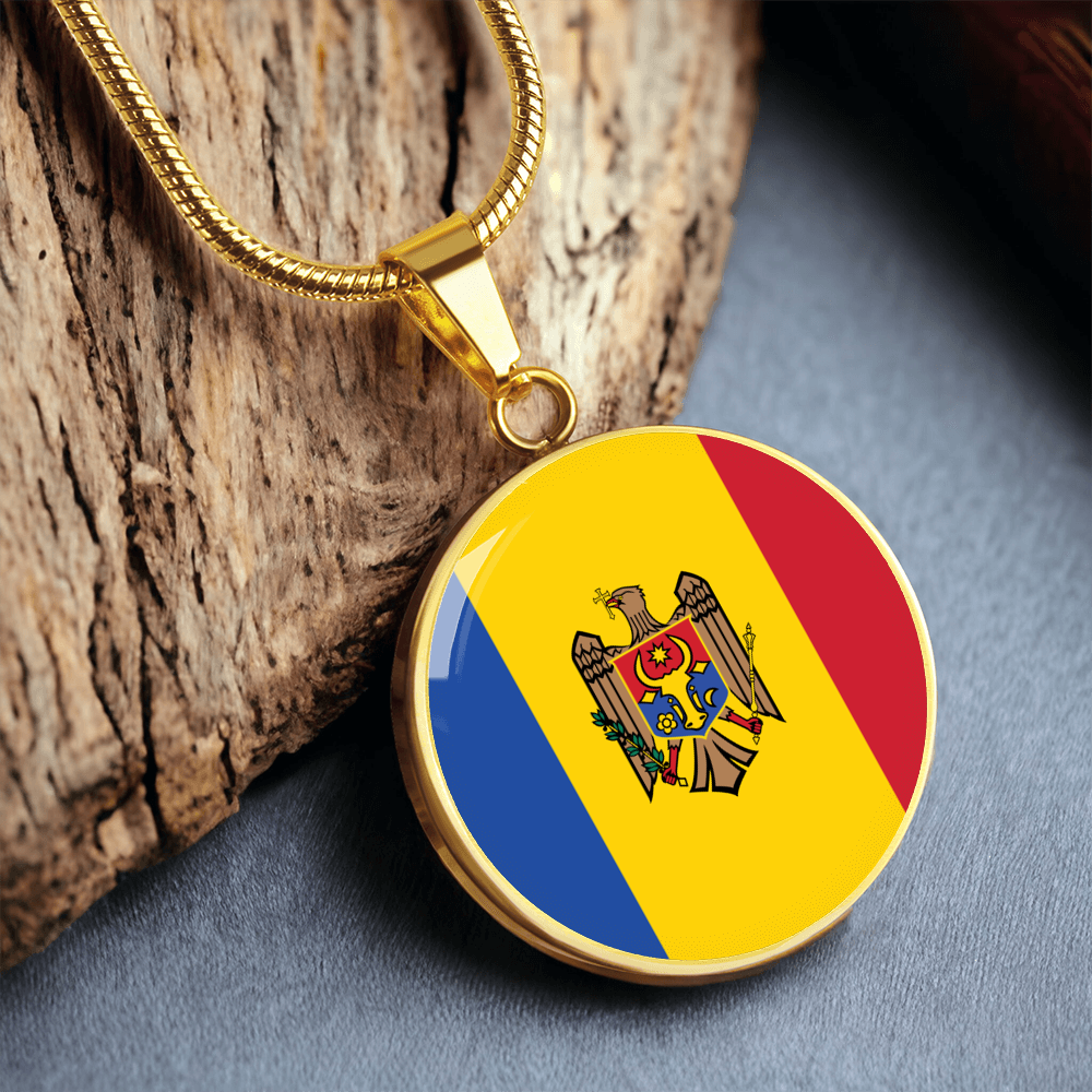 Moldova Flag Pendant Necklace