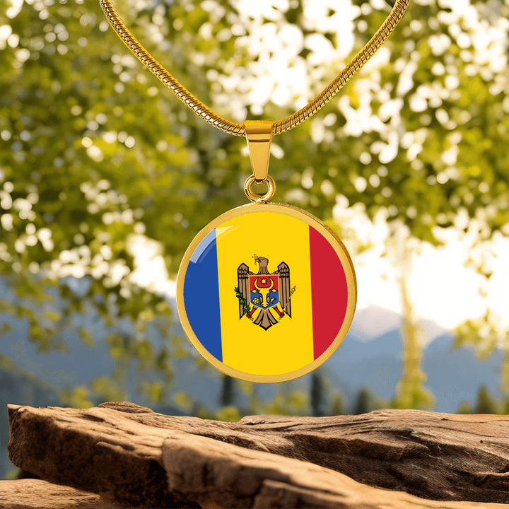 Moldova Flag Pendant Necklace