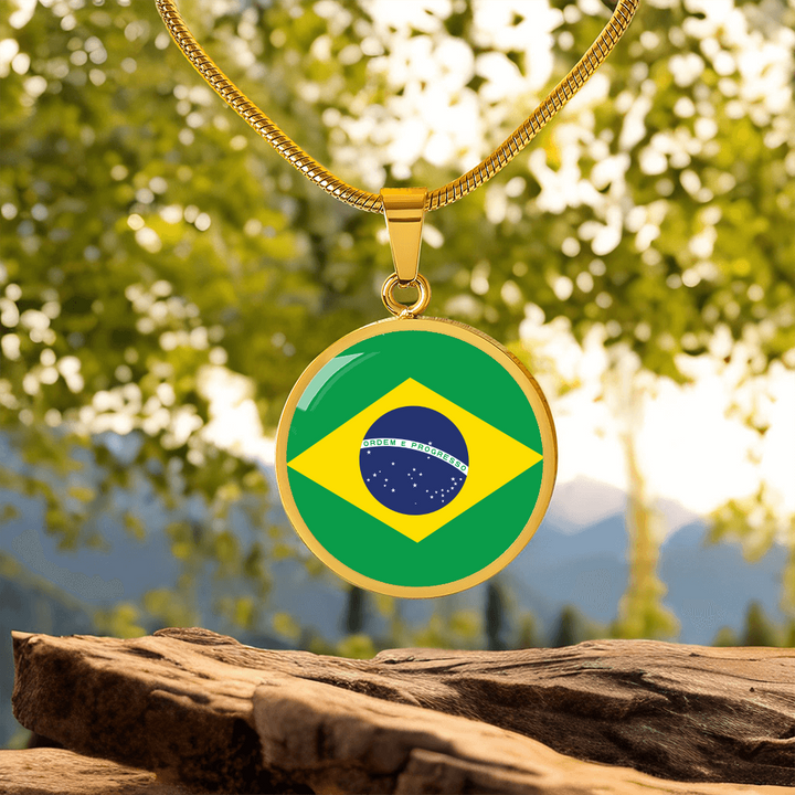 Brazil Flag Pendant Necklace