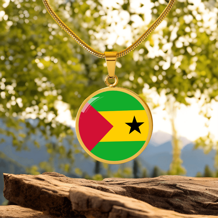 São Tomé and Príncipe Flag Pendant Necklace