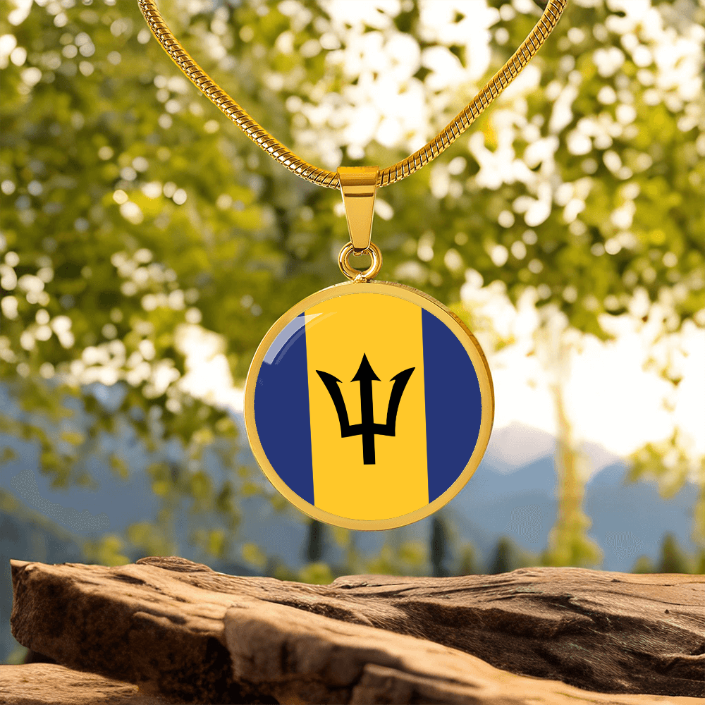 Barbados Flag Pendant Necklace